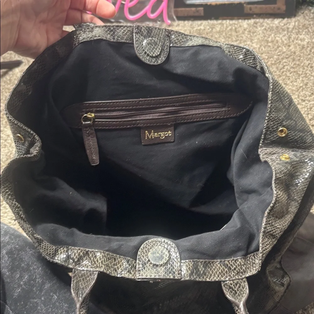 Margot snakeskin and leather tote